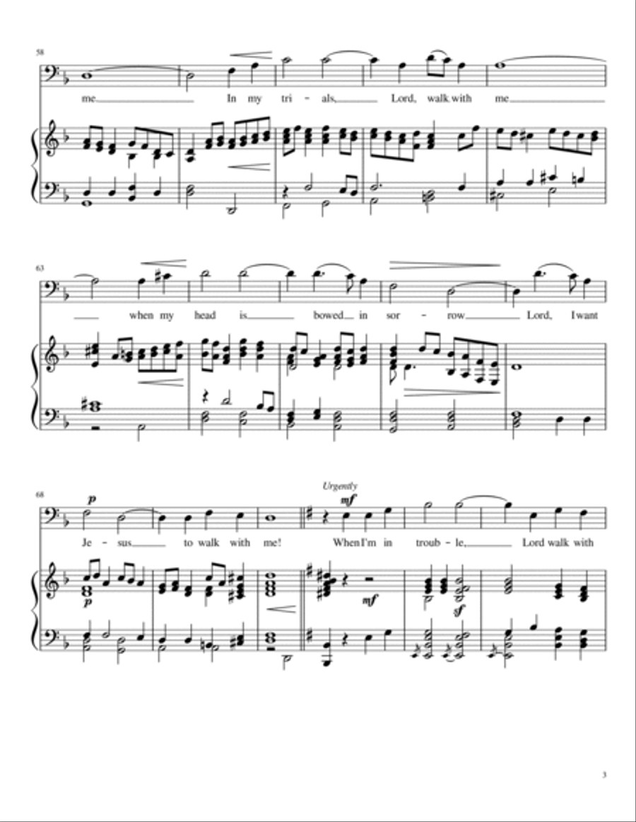 I Want Jesus to Walk With Me (baritone voice and piano) Baritone Horn TC scores gallery preview page 3