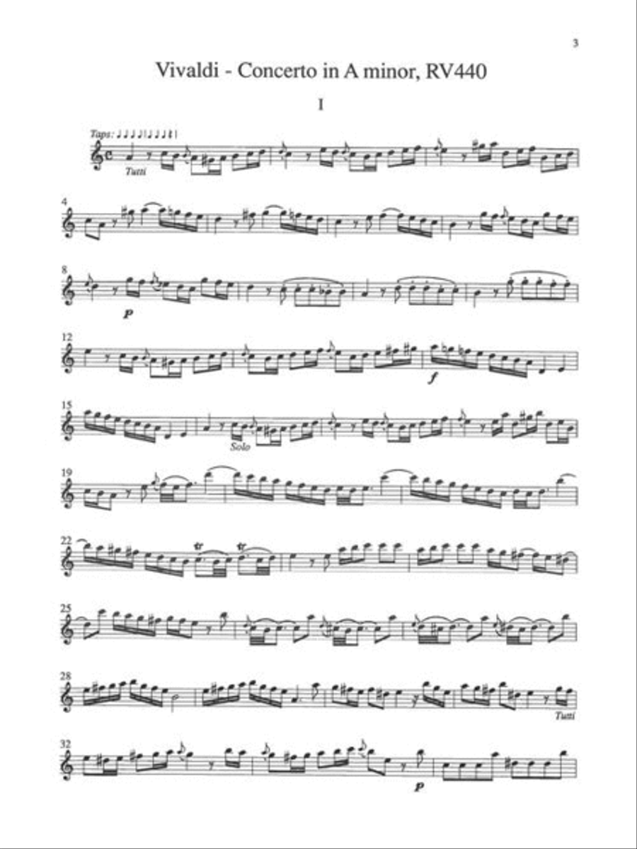 Vivaldi Flute Concerti in D Major (RV429); G Major (RV435); A Minor (RV440) Flute Solo scores gallery preview page 4