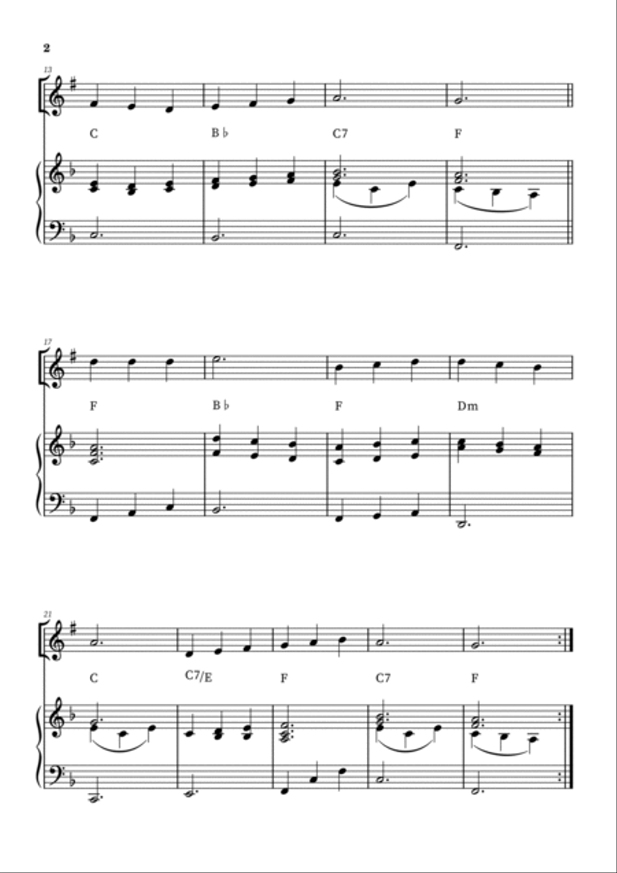 Praise To The Lord, The Almighty – Clarinet with Piano Accompaniment (Beginner Level) Clarinet Solo scores gallery preview page 2