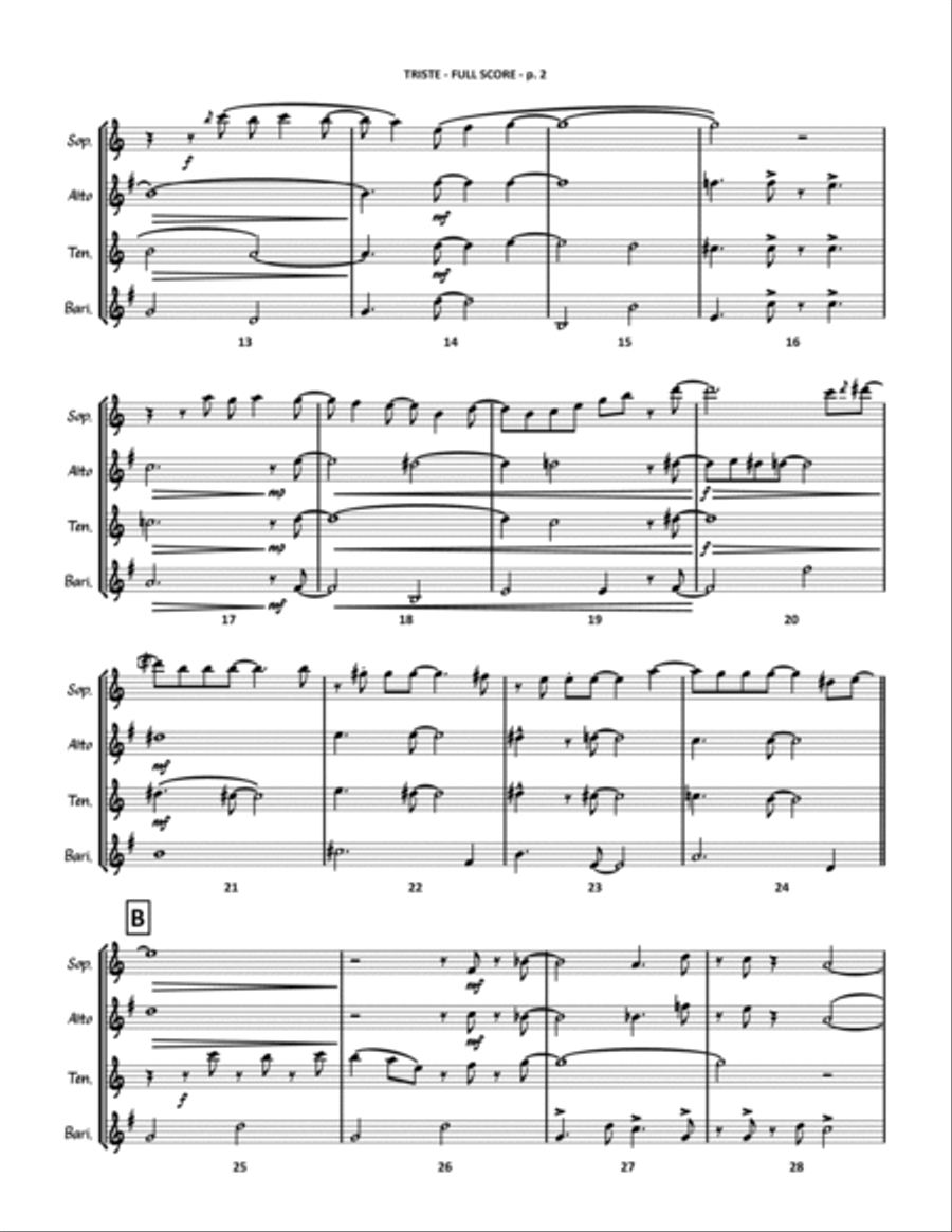 Triste Triste Saxophone Quartet scores gallery preview page 3
