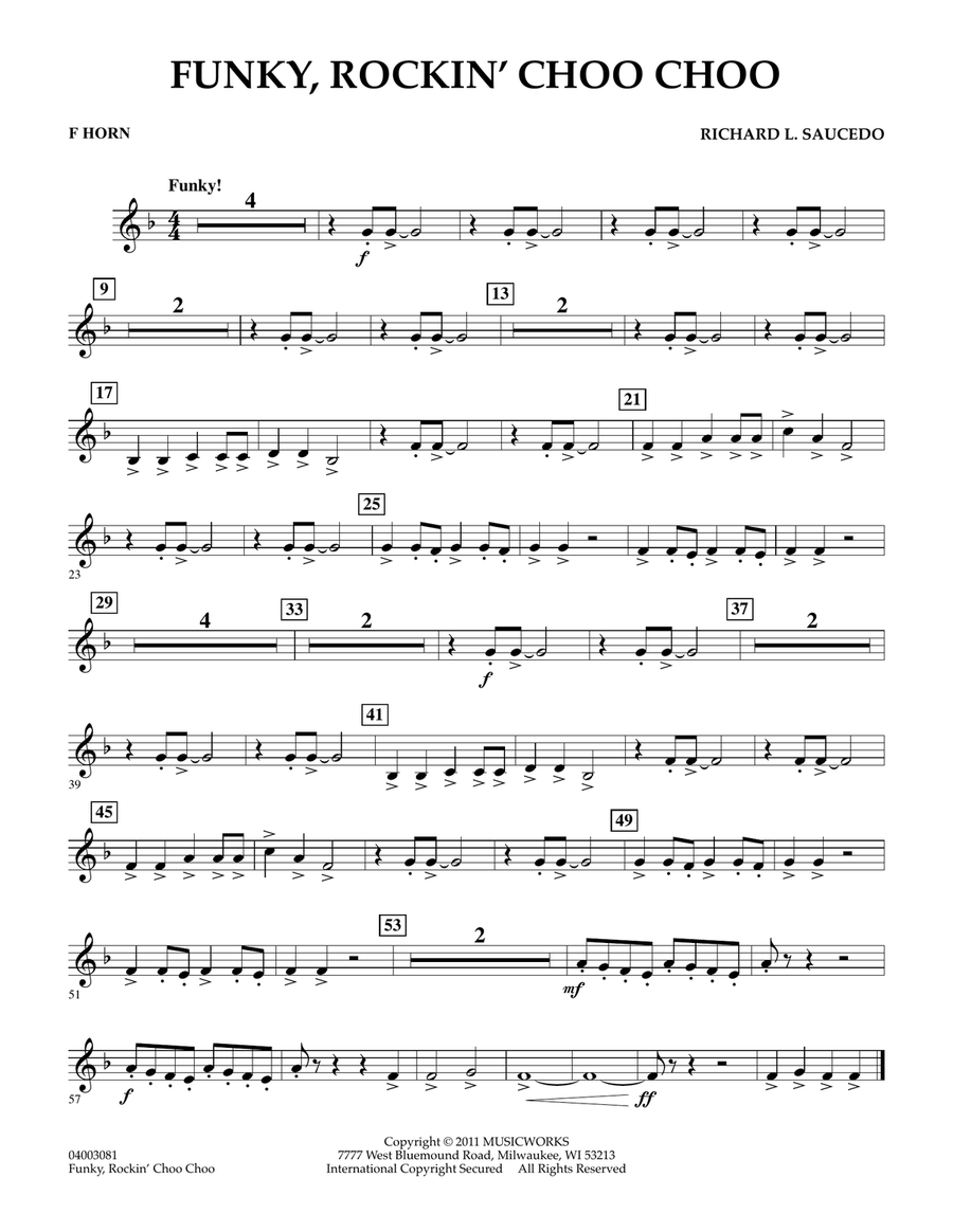 Funky, Rockin' Choo Choo - F Horn Concert Band scores gallery preview page 1