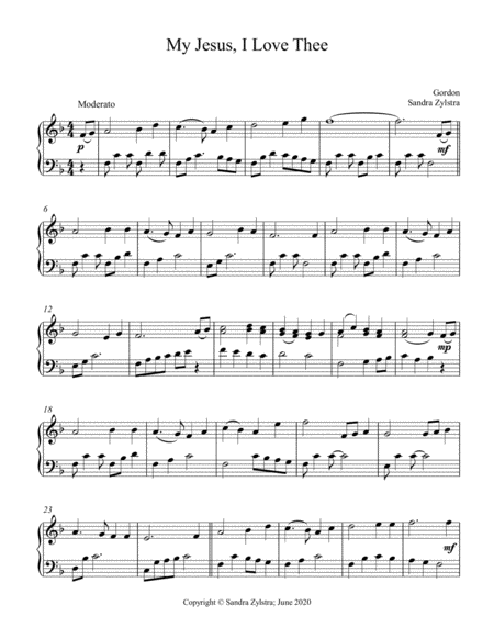 My Jesus, I Love Thee (early intermediate piano solo) image number null