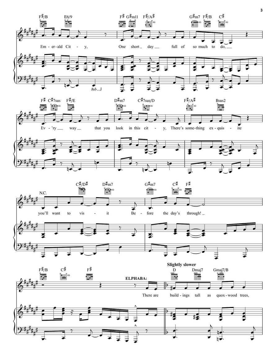 One Short Day (from Wicked) (2024) Piano, Vocal, Guitar scores gallery preview page 3