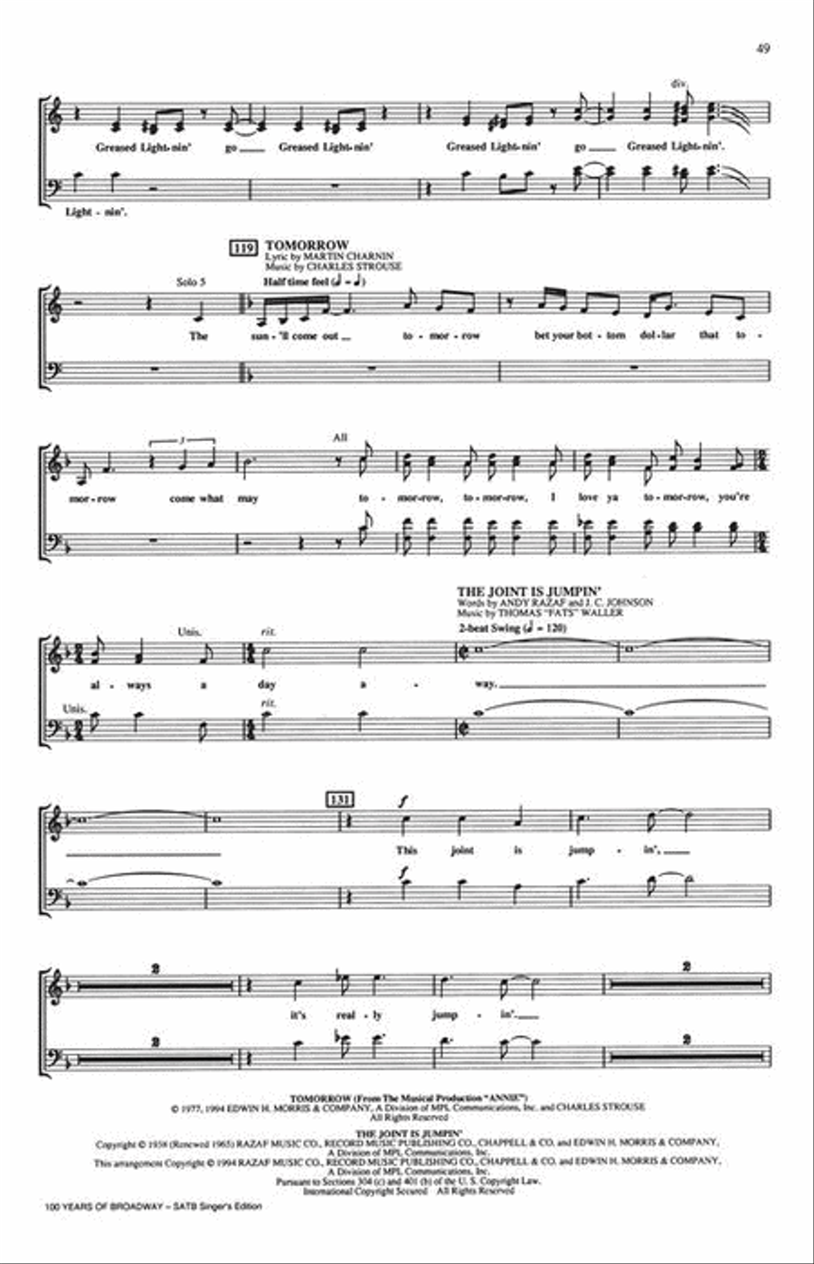 100 Years of Broadway (Medley) 4-Part scores gallery preview page 8