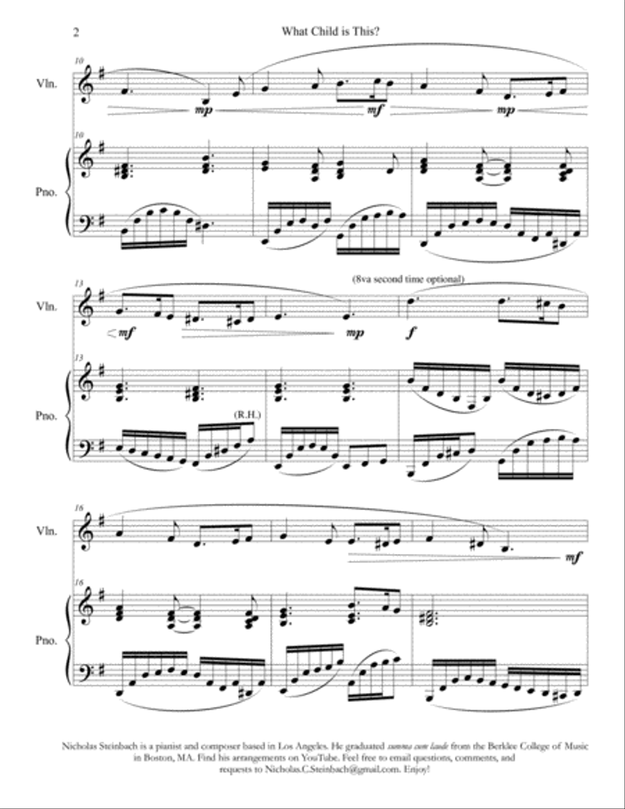 What Child Is This - Piano and Violin Violin Solo scores gallery preview page 2
