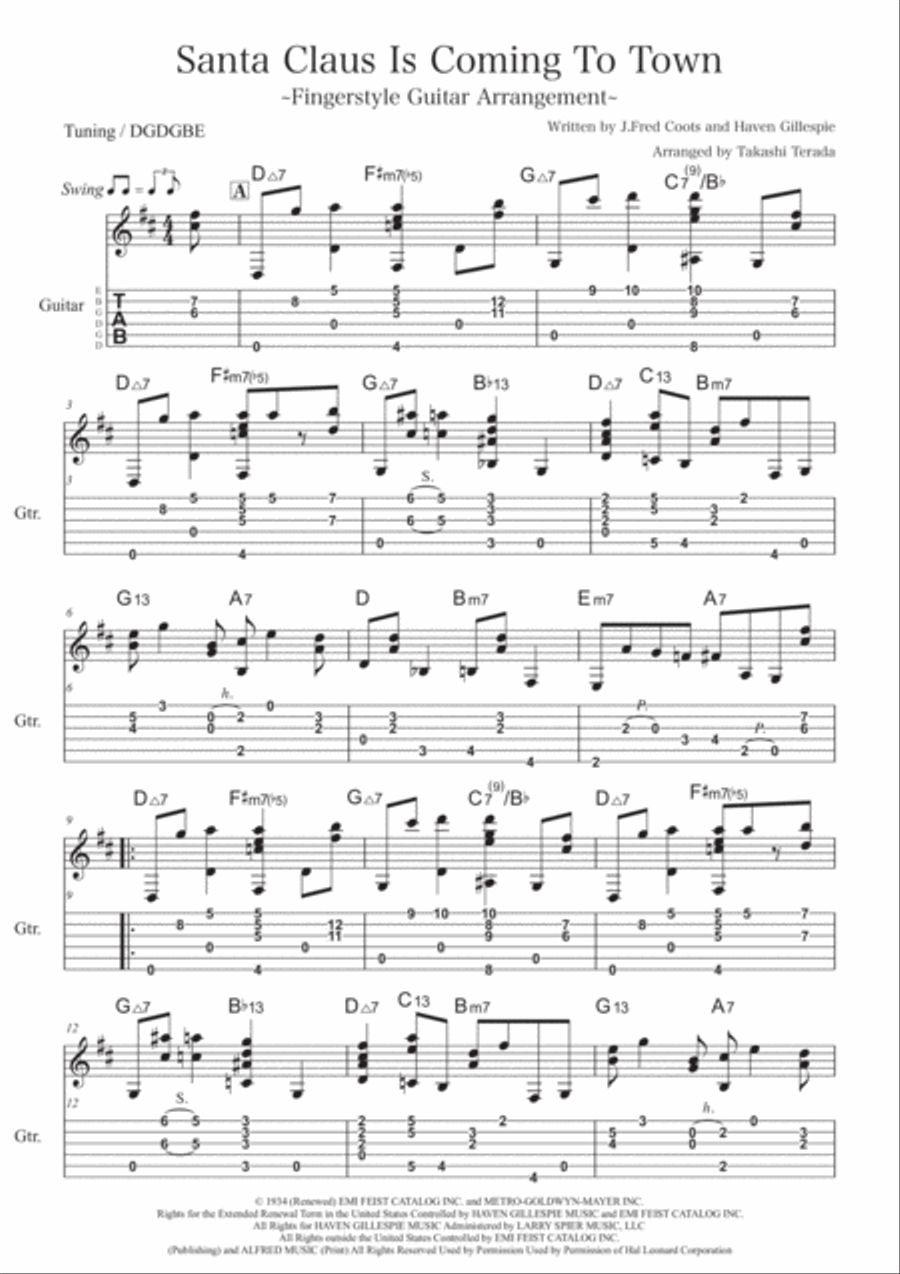 Santa Claus Is Comin' To Town Santa Claus Is Comin' To Town Electric Guitar scores gallery preview page 2