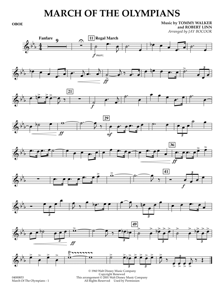 March Of The Olympians - Oboe Oboe scores gallery preview page 1