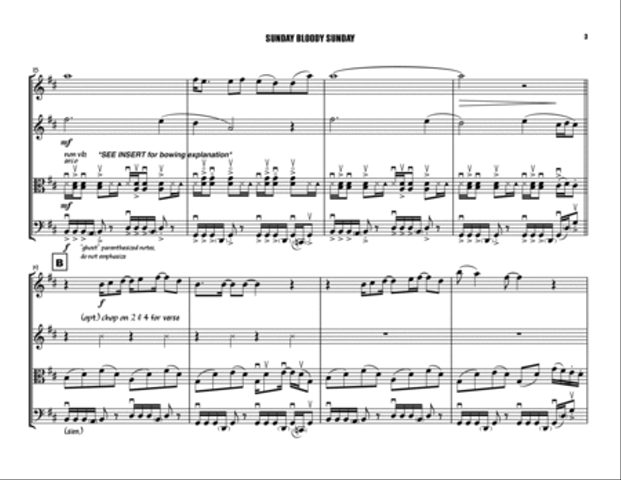 Sunday Bloody Sunday String Quartet scores gallery preview page 3