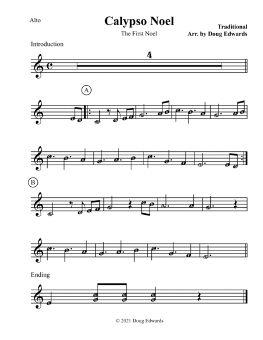 Calypso Noel (The First Noel) Large Ensemble scores gallery preview page 4