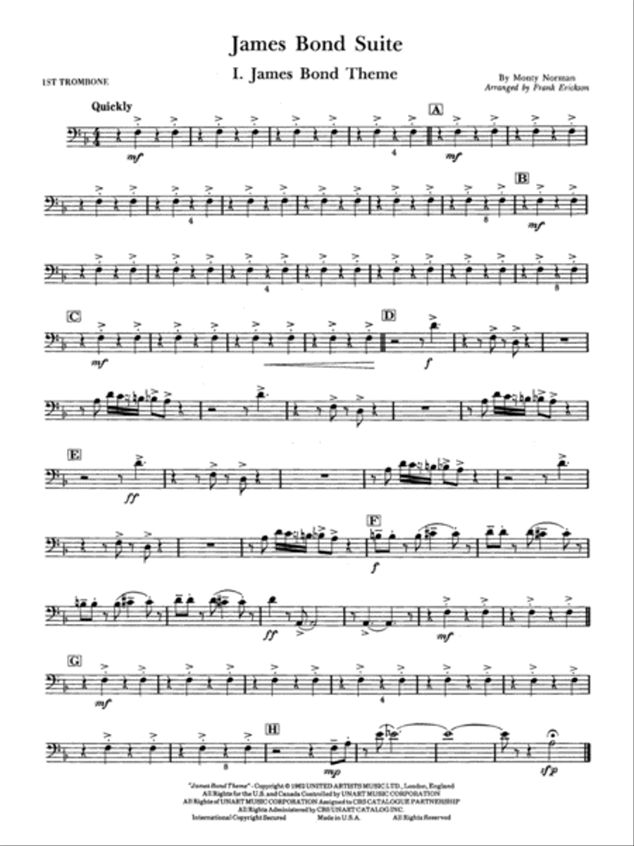 James Bond Suite (Medley): 1st Trombone Concert Band scores gallery preview page 1