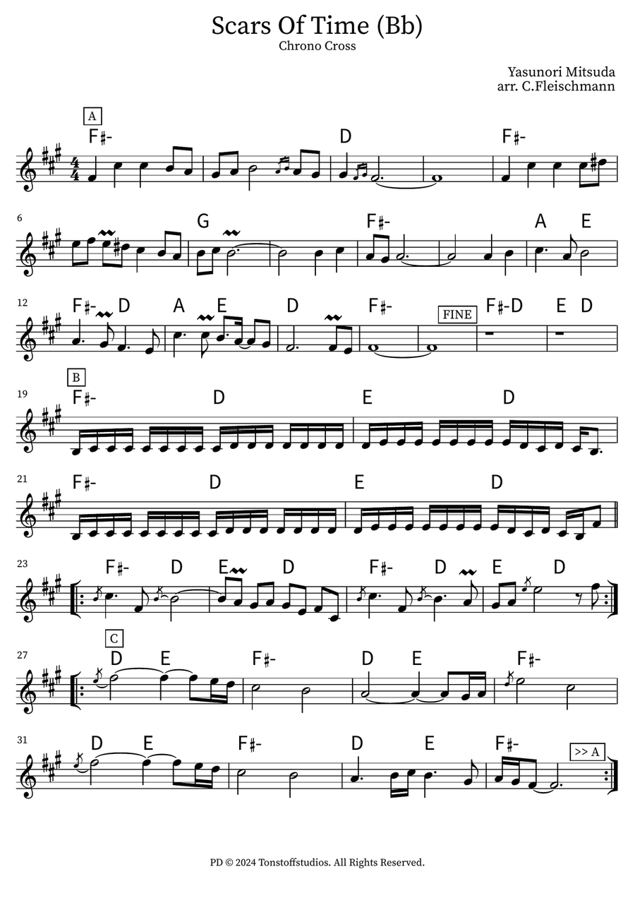 Scars Of Time Piano scores gallery preview page 1