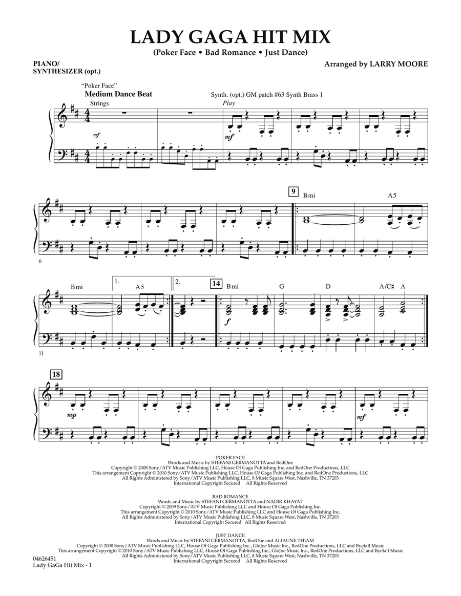Lady GaGa Hit Mix - Piano Orchestra scores gallery preview page 1