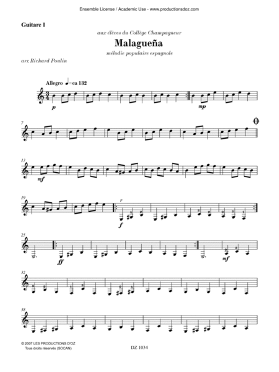 Malagueña Guitar Ensemble scores gallery preview page 5
