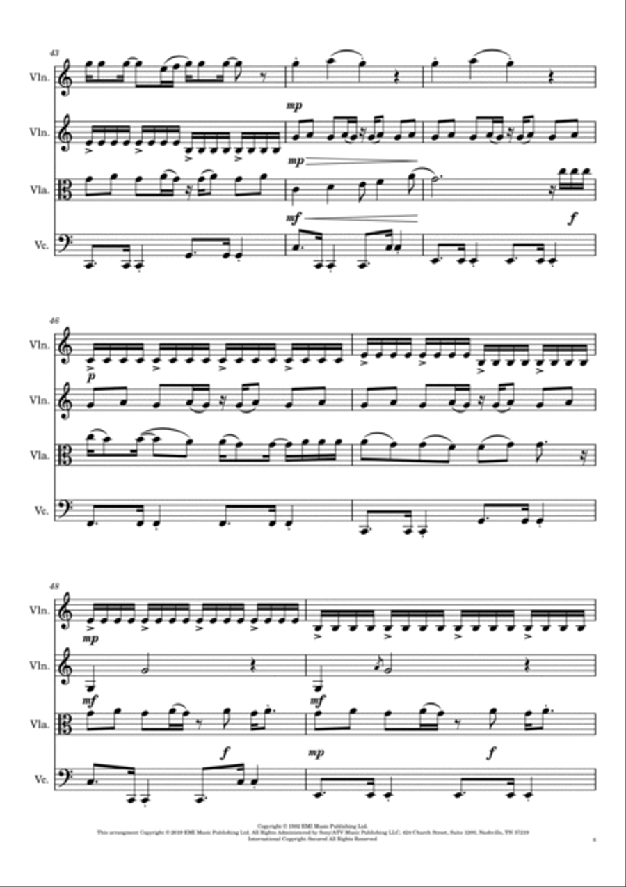Come On Eileen String Quartet scores gallery preview page 6