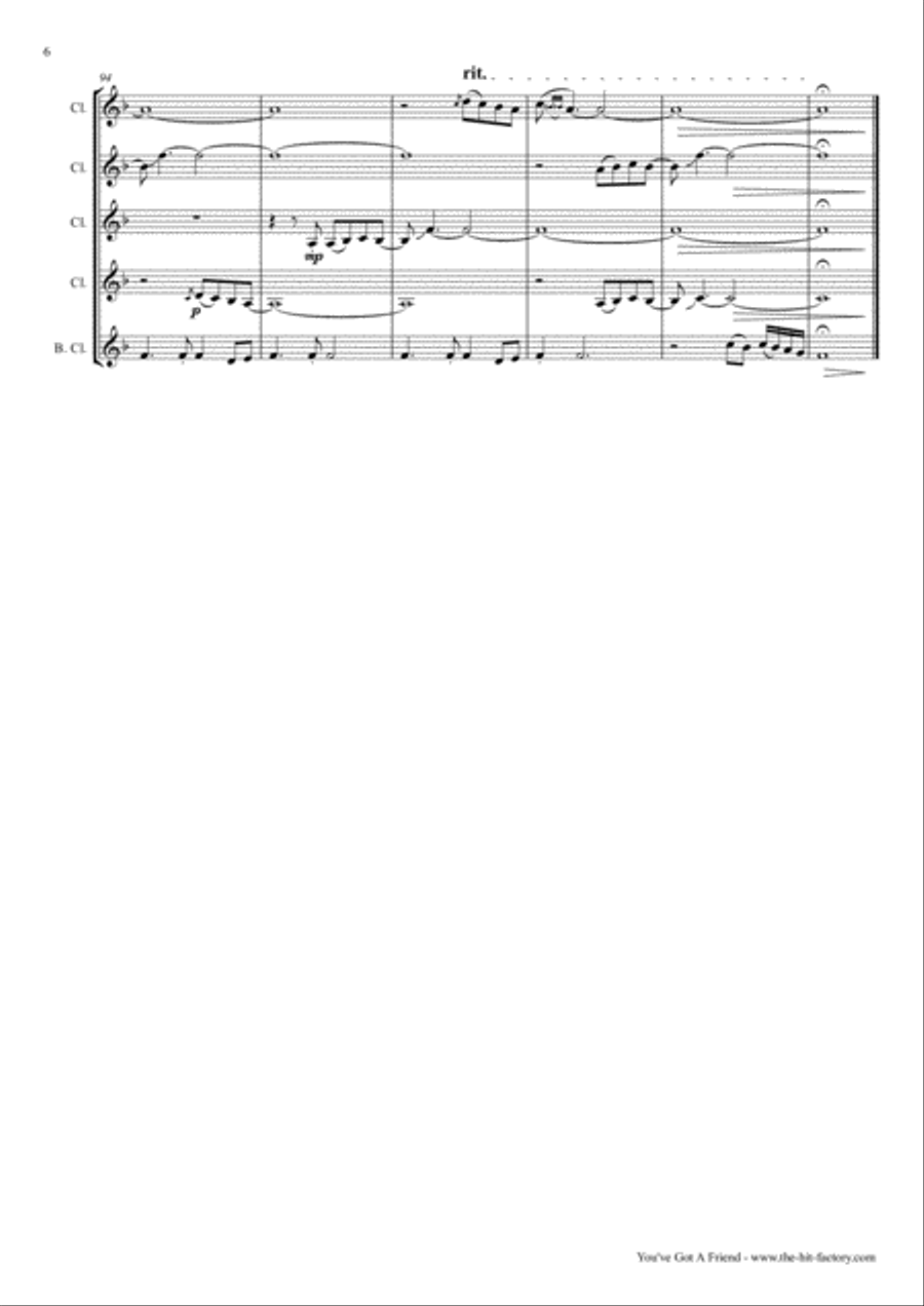 You've Got A Friend Clarinet Quintet scores gallery preview page 6