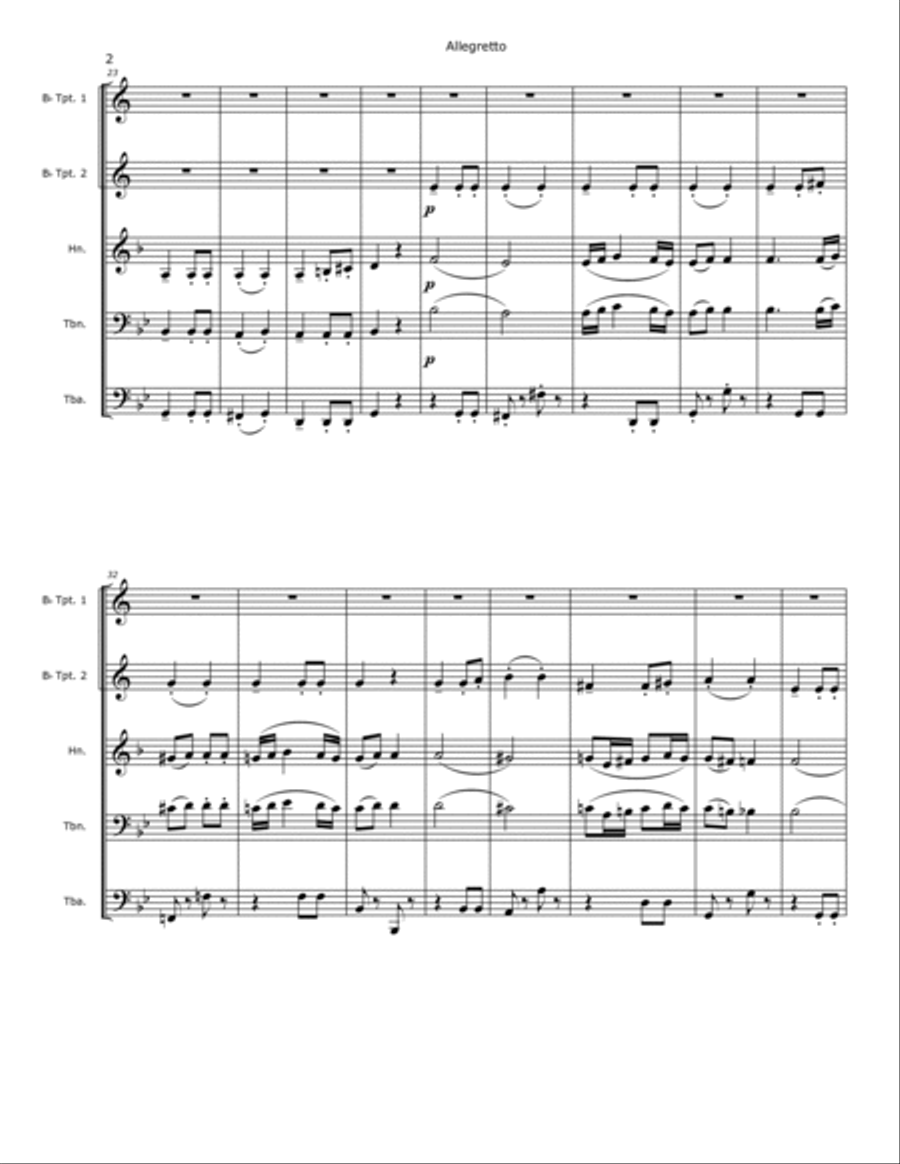 Beethoven Allegretto from Symphony No. 7 in A major, Op. 92 Brass Ensemble scores gallery preview page 2