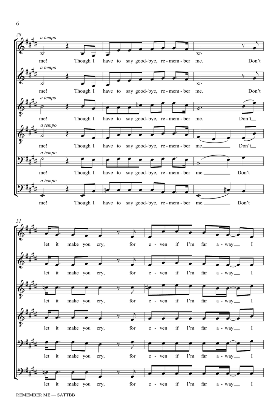 Remember Me (Ernesto de la Cruz) (from Coco) (arr. Jim Clements) 4-Part scores gallery preview page 6