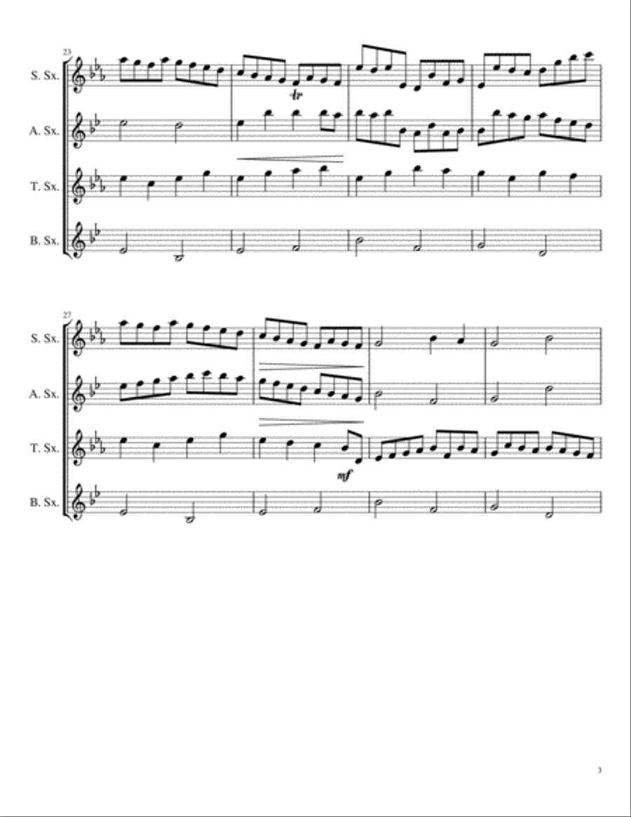 Pachelbel's Canon for Saxophone Quartet (SATB) Pachelbel's Canon for Saxophone Quartet (SATB) Saxophone Quartet scores gallery preview page 3