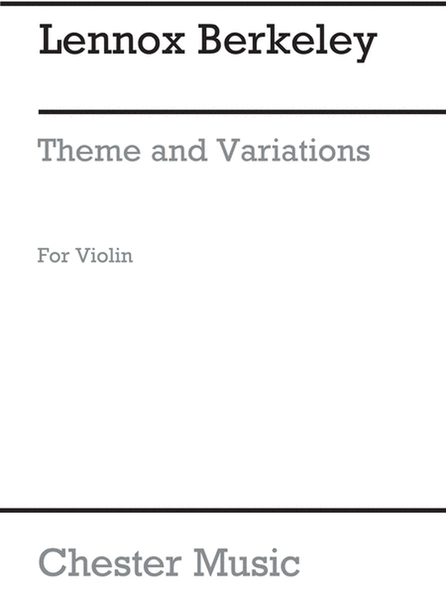 Theme And Variations Op. 33 No.1 for Solo Violin