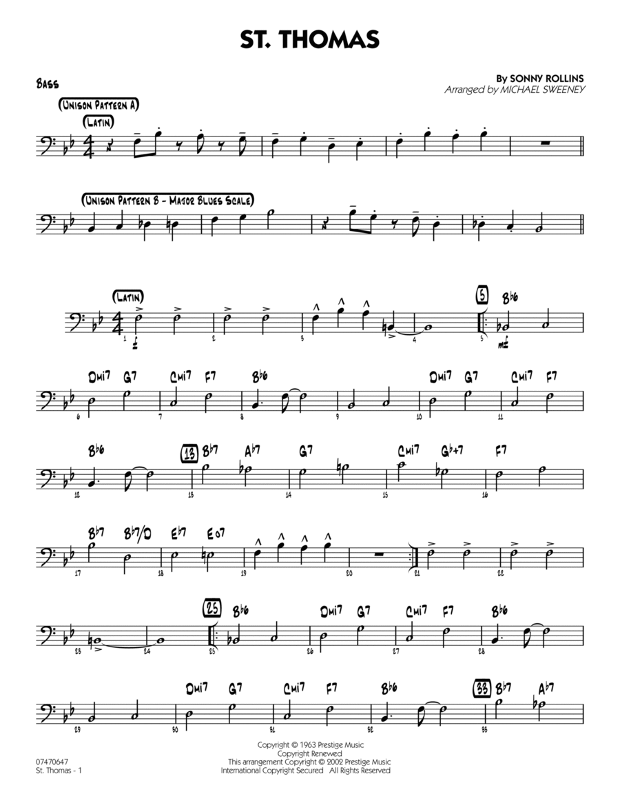 St. Thomas - Bass St. Thomas - Bass Part scores gallery preview page 1
