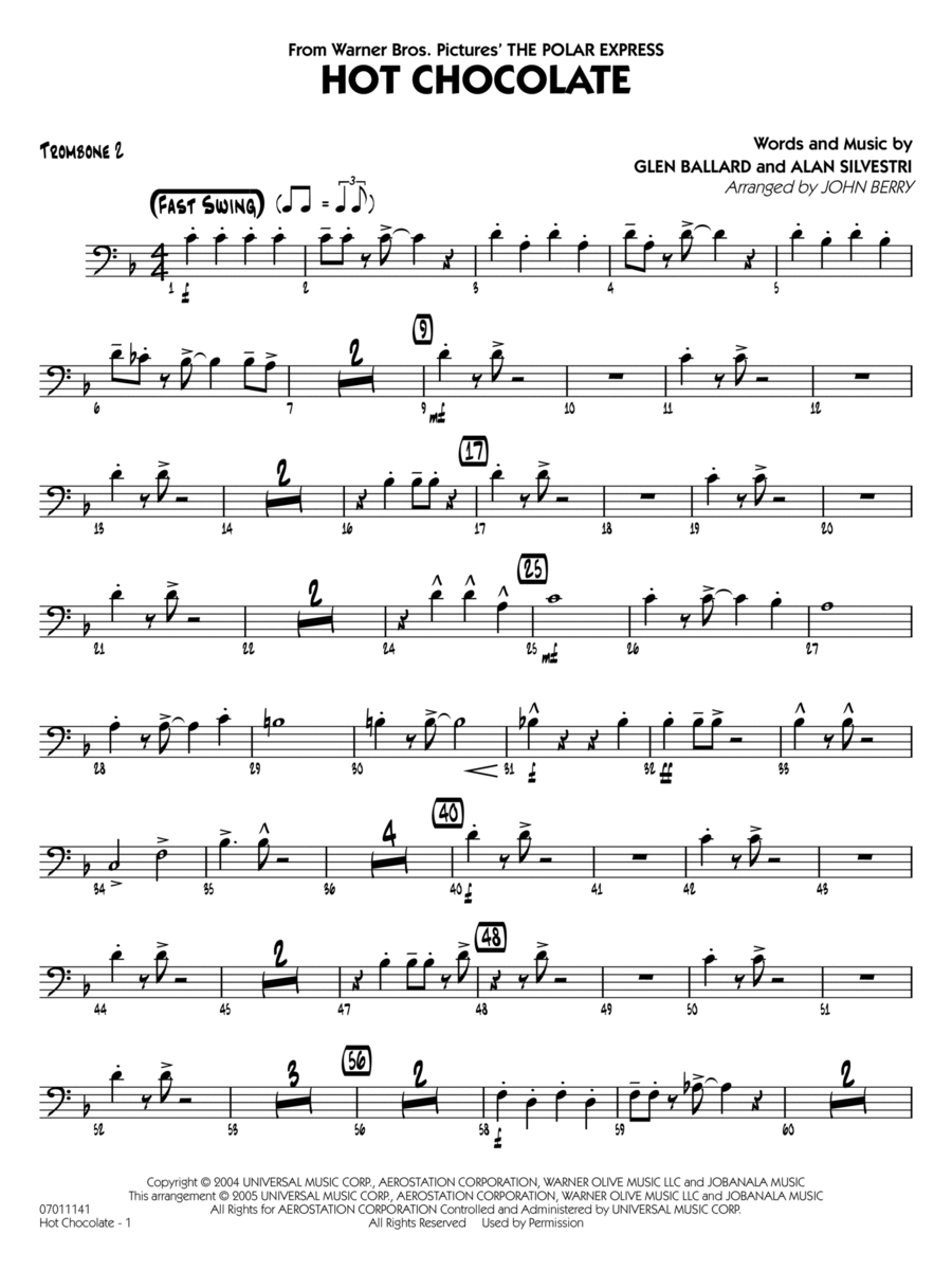 Hot Chocolate (from The Polar Express) (arr. John Berry) - Trombone 2 Jazz Ensemble scores gallery preview page 1