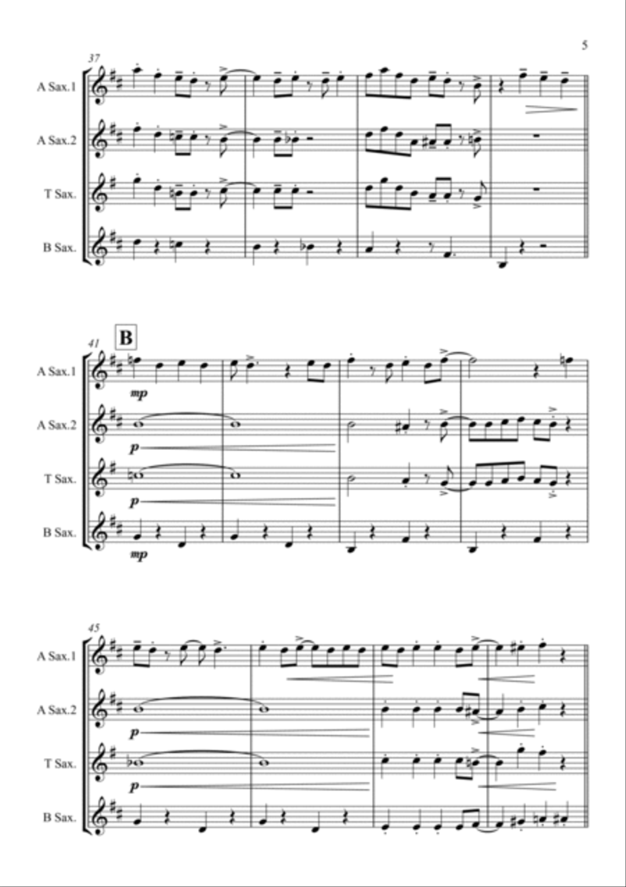 Friend Like Me Saxophone Quartet scores gallery preview page 5