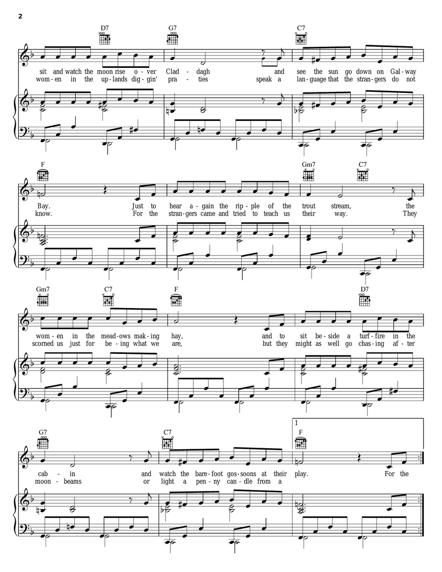Galway Bay Galway Bay Piano, Vocal, Guitar scores gallery preview page 2