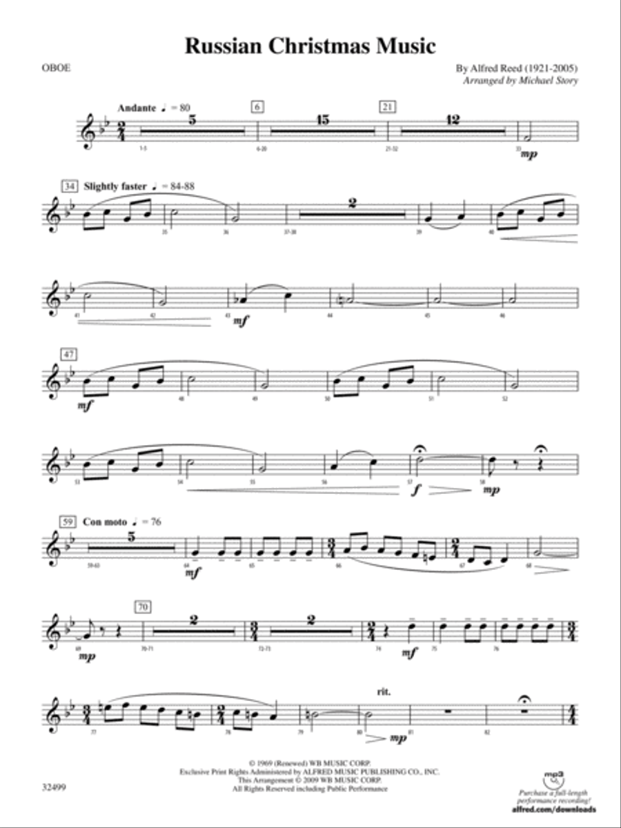 Russian Christmas Music: Oboe Concert Band scores gallery preview page 1