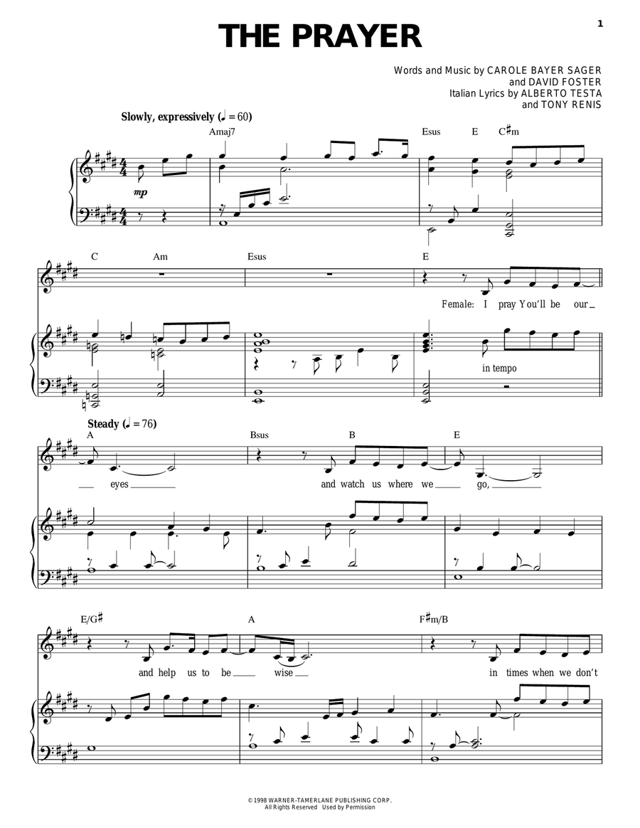 The Prayer Piano, Vocal scores gallery preview page 1