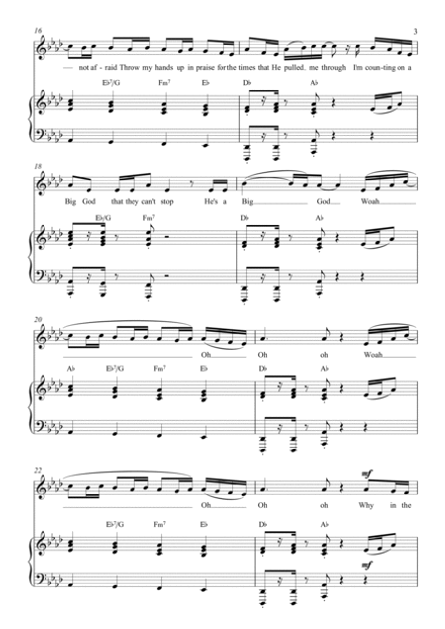 Big God Piano, Vocal, Guitar scores gallery preview page 3