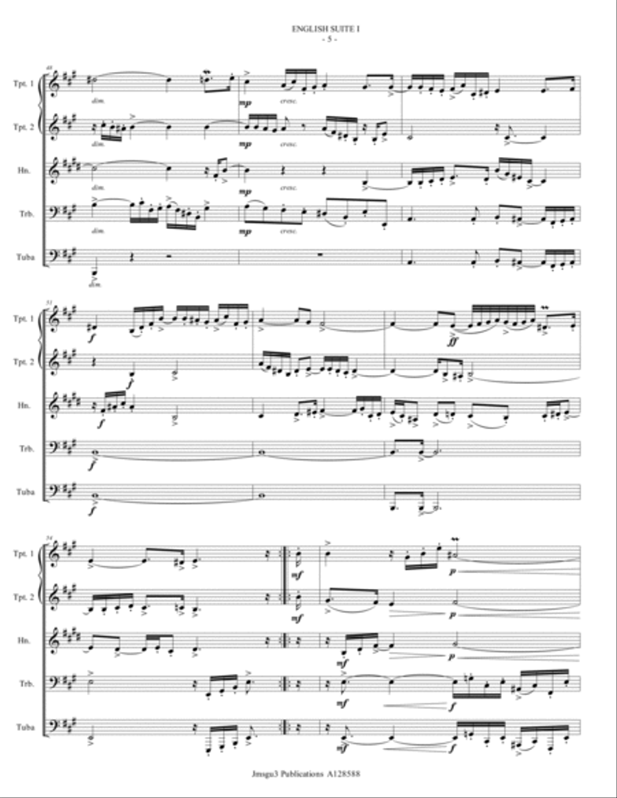 BACH: The Six English Suites Complete BWV 806-811 for Brass Quintet Brass Quintet scores gallery preview page 5