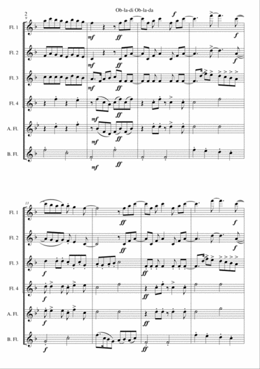 Ob-La-Di, Ob-La-Da Ob-La-Di, Ob-La-Da Woodwind Ensemble scores gallery preview page 2