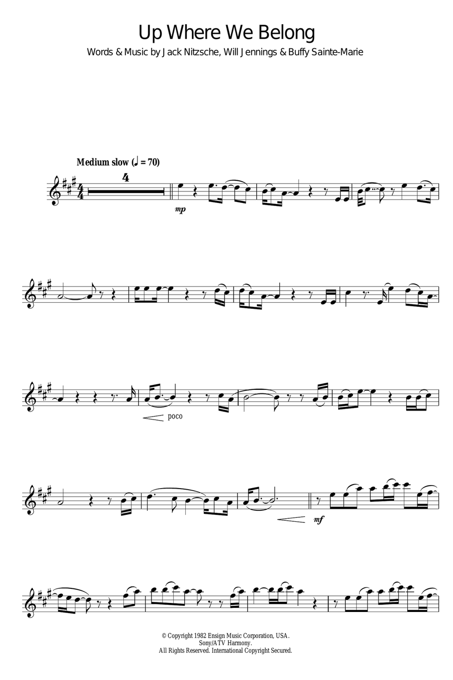 Up Where We Belong (from An Officer And A Gentleman) Alto Saxophone scores gallery preview page 1
