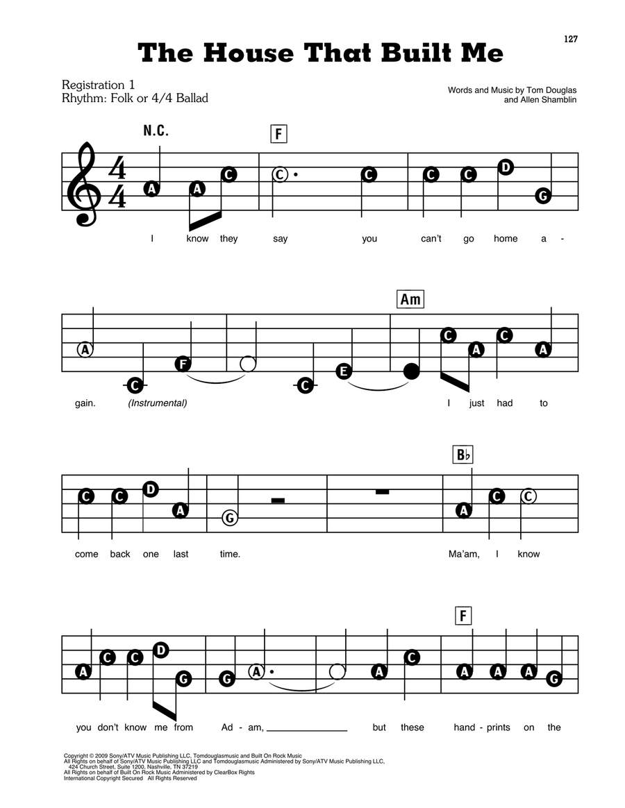 The House That Built Me The House That Built Me Electronic Keyboard scores gallery preview page 1