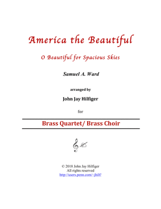 America the Beautiful for Brass Quartet/ Brass Choir