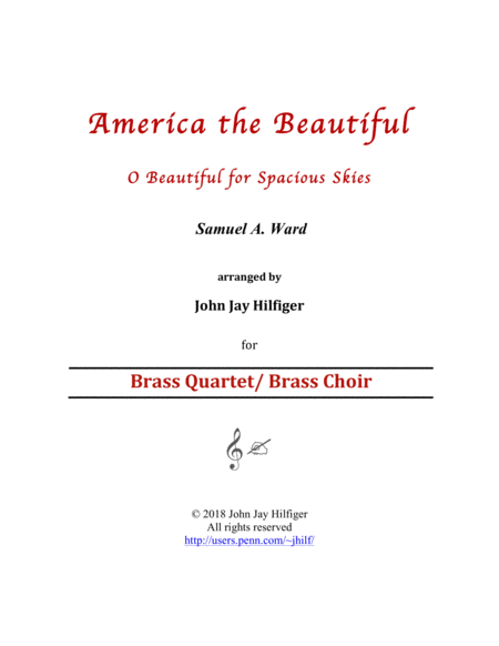 America the Beautiful for Brass Quartet/ Brass Choir image number null
