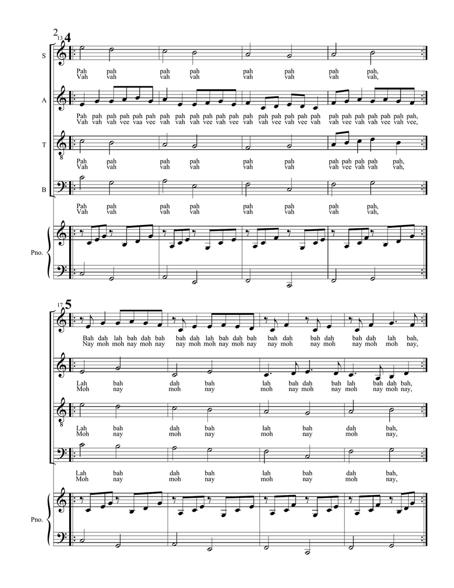 Choral Warm-ups a la Pachelbel (SATB) 4-Part scores gallery preview page 2