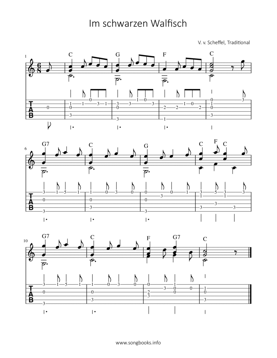 Im schwarzen Walfisch Acoustic Guitar scores gallery preview page 1