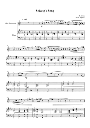 Book cover for Solveig`s Song, Edvard Grieg, For Alto Saxophone & Piano