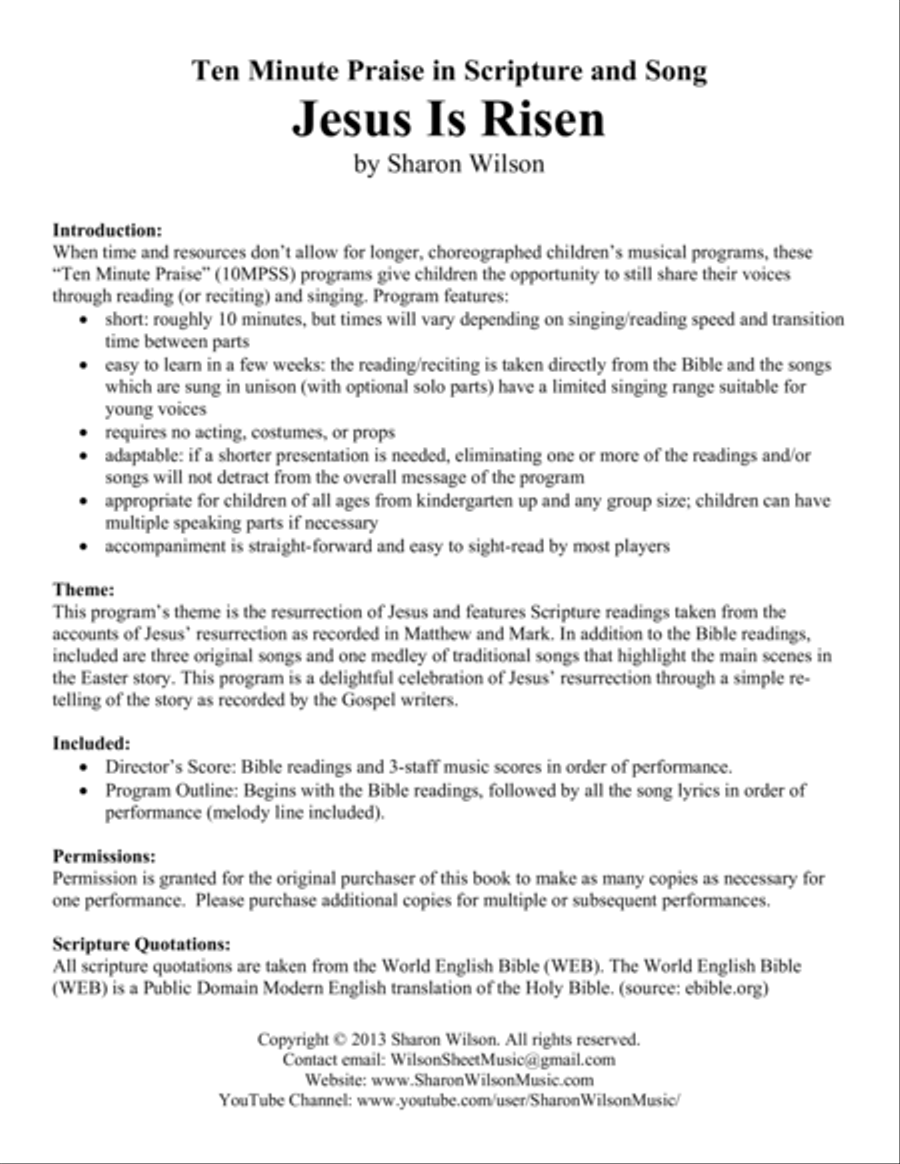 Ten Minute Praise in Scripture and Song--Jesus Is Risen (Children's Program) Voice scores gallery preview page 4