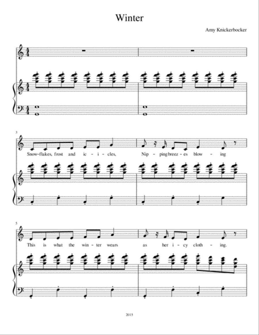 Winter Winter Unison Choir scores gallery preview page 1