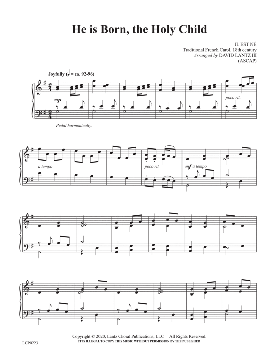 He is Born, the Holy Child Piano Solo scores gallery preview page 1