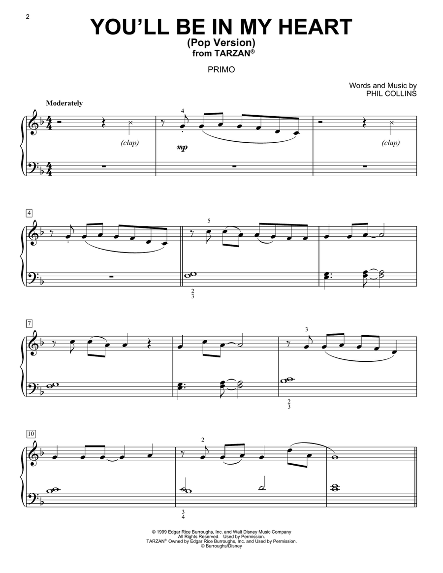 You'll Be In My Heart (Pop Version) (from Tarzan) 1 Piano, 4-Hands scores gallery preview page 2