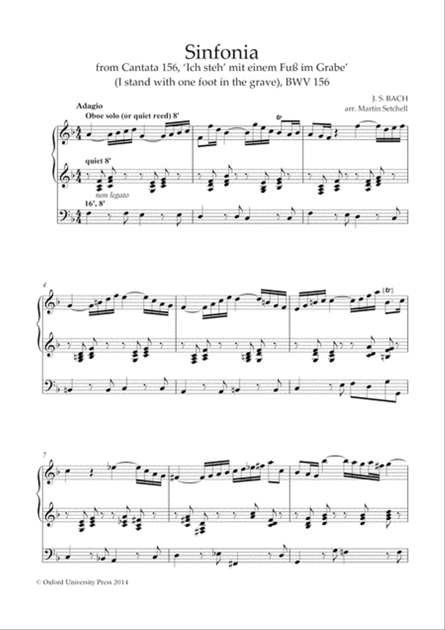 Sinfonia, from Cantata 156 'Ich steh' mit einem Fuß im Grabe', BWV 156 Organ scores gallery preview page 2