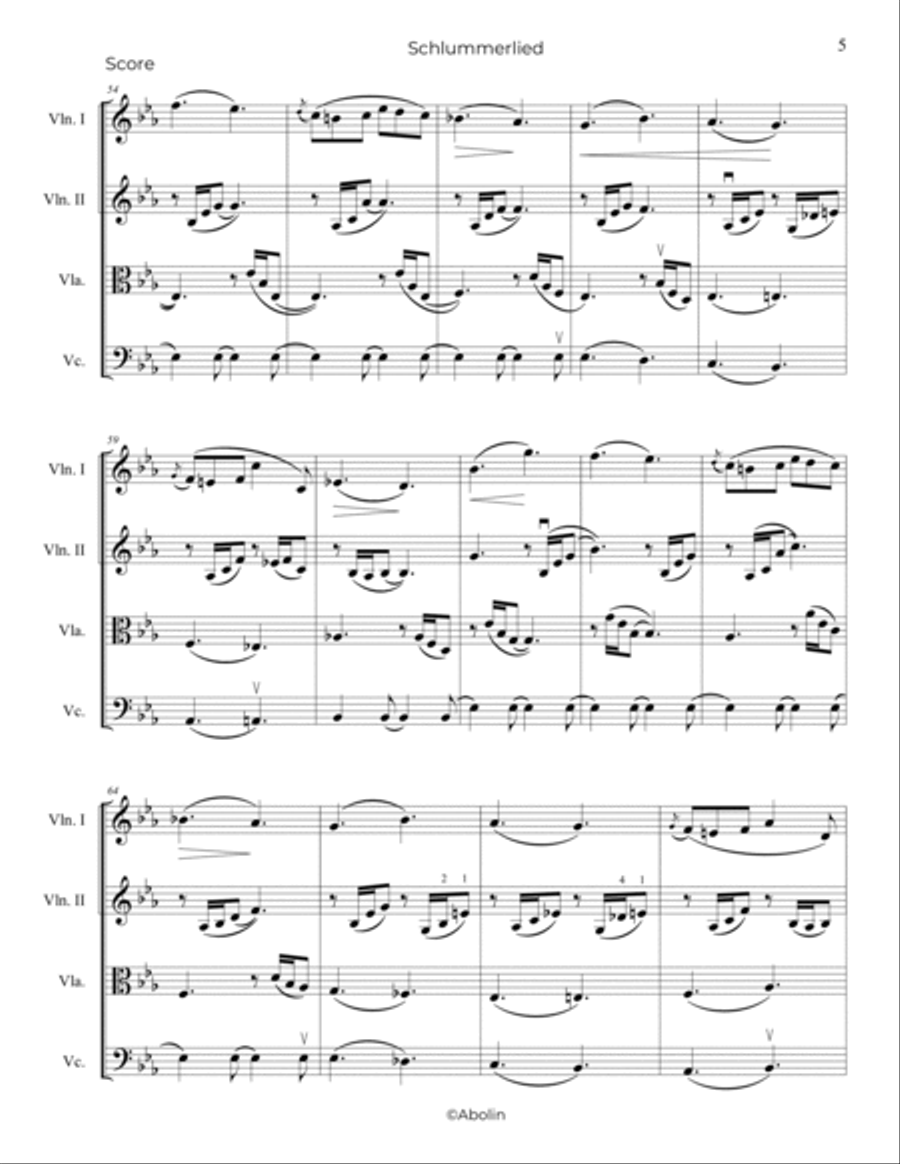 Schumann: Schlummerlied from Albumblatter, Op.124 - String Quartet String Quartet scores gallery preview page 6