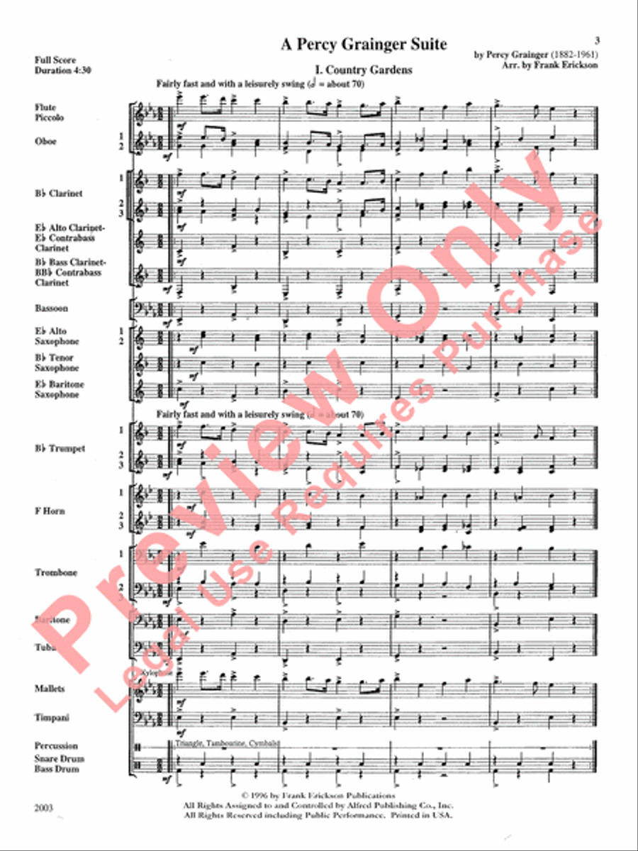 A Percy Grainger Suite Concert Band scores gallery preview page 4