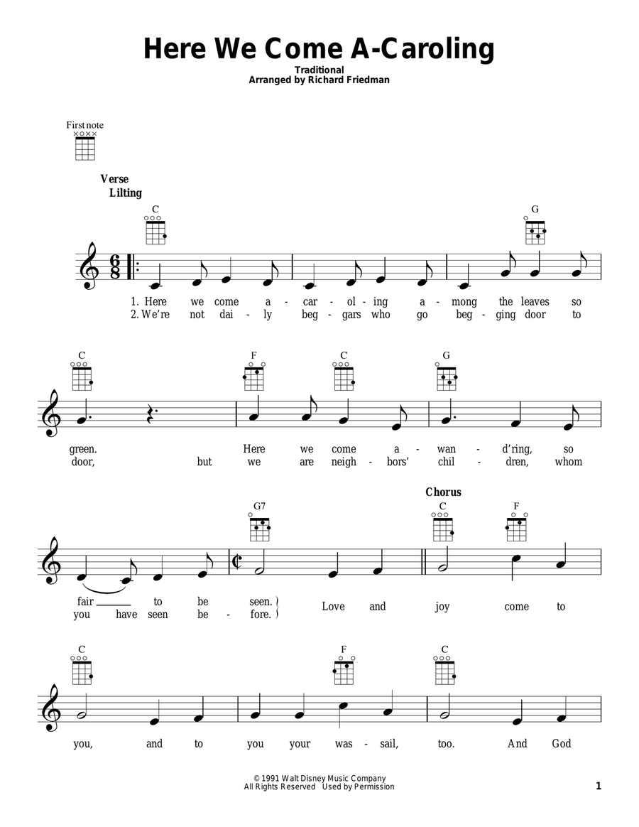 Here We Come A-Caroling Here We Come A-Caroling Ukulele scores gallery preview page 1