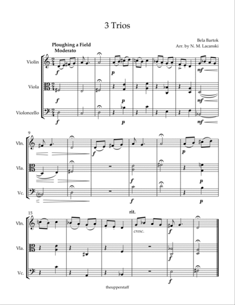 3 Trios Ploughing a Field The Maid Chooses a Mate Distant Lover String Trio scores gallery preview page 2