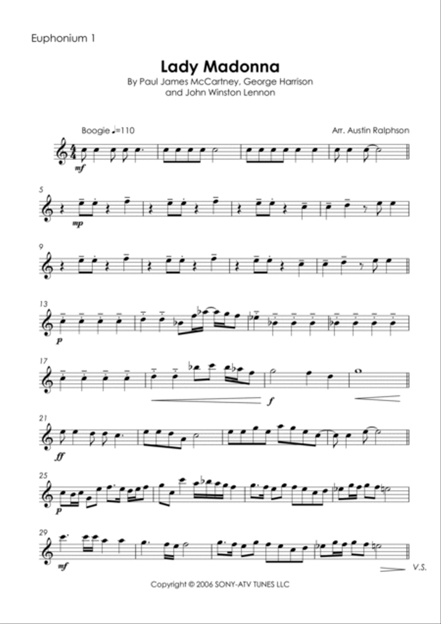 Lady Madonna Brass Ensemble scores gallery preview page 3
