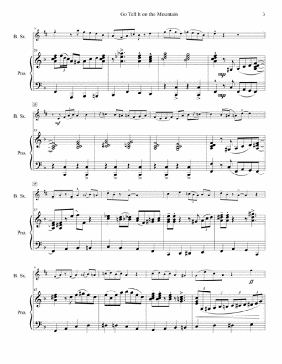 Go Tell It on the Mountain for Solo Bari Saxophone Baritone Saxophone scores gallery preview page 4
